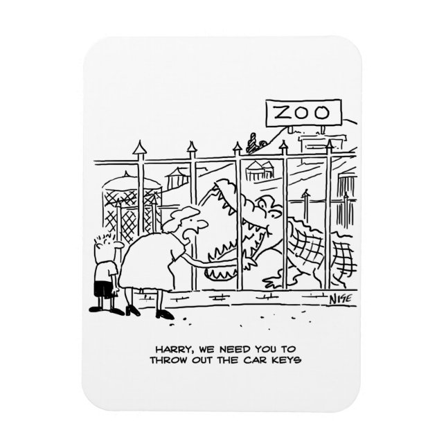 Family at the Zoo. Dad Swallowed by Alligator Magnet (Vertical)