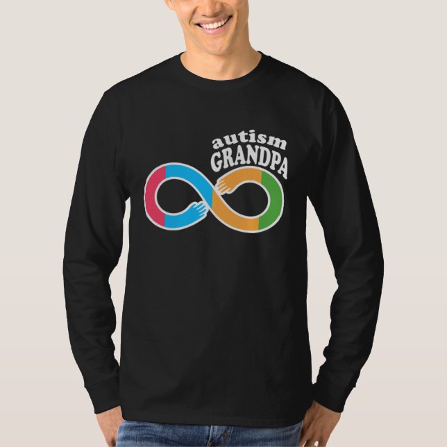 Family Autism Awareness Grandpa Rainbow Infinity S T-Shirt (Front)