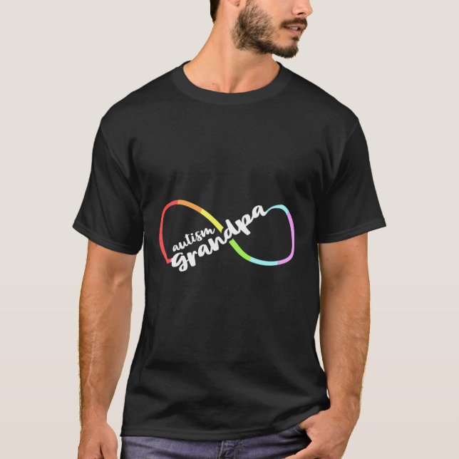 Family Autism Awareness Grandpa Rainbow Infinity S T-Shirt (Front)