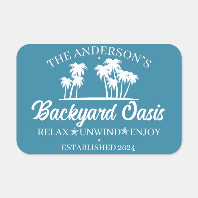 Family Backyard Oasis Patio Pool  Metal Sign (Front)