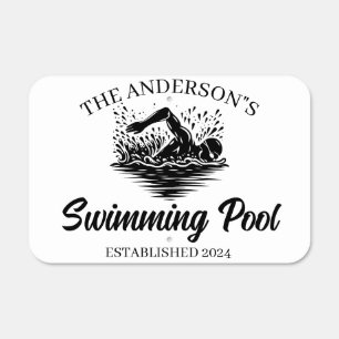 Family Backyard Swimming Pool Swim Metal Sign