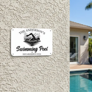 Family Backyard Swimming Pool Swim Metal Sign