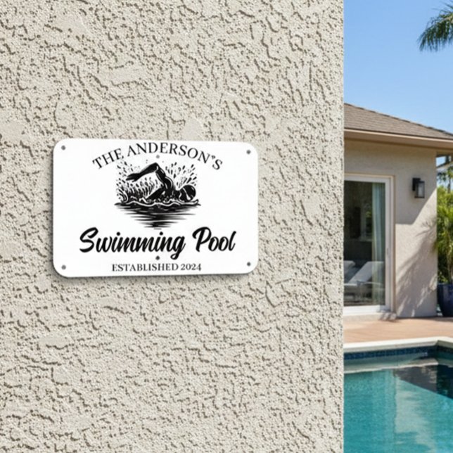 Family Backyard Swimming Pool Swim Metal Sign (Creator Uploaded)