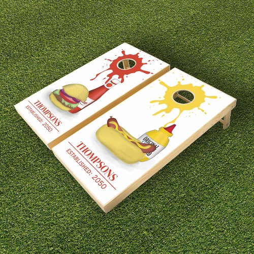 Family BBQ Personalized Ketchup and Mustard Cornhole Set