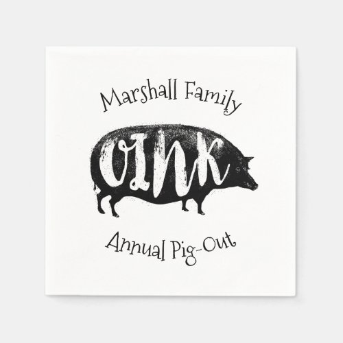 Family BBQ Ribs Vintage Pig Funny Napkins