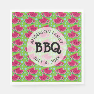 Family BBQ Watermelon Pattern Napkins