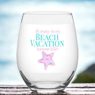 Family Beach Cruise Reunion Vacation Starfish Stemless Wine Glass