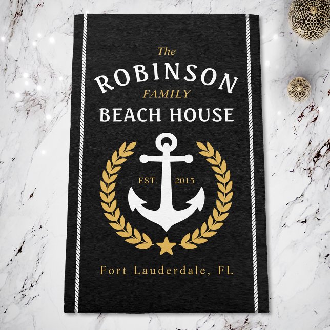 Family Beach House Anchor Gold Star Laurel Entry  Rug (Several Sizes to choose from. Available for Indoor or outdoor.)