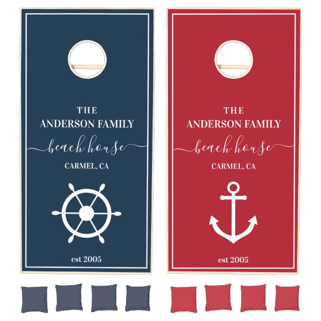 Family Beach House Cornhole Set with Last Name (Set)