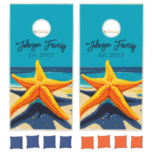 Family Beach House Cornhole Set with Starfish 