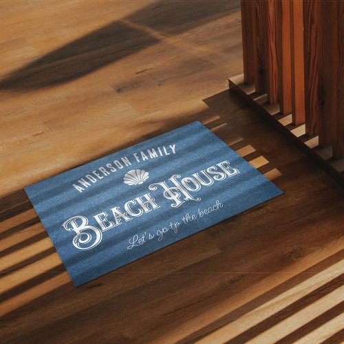 Family Beach House Maritime Sea Ocean Blue  Doormat