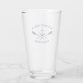 Family Beach House Nautical Anchor Oars Navy Glass (Back)