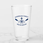 Family Beach House Nautical Anchor Oars Navy Glass (Front)