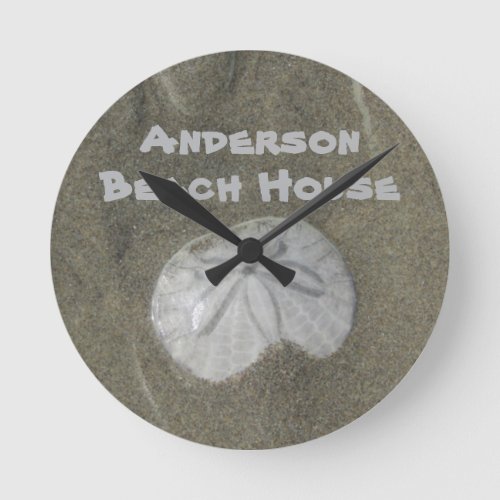 Family Beach House Sand Dollar Photo Coastal Home Round Clock