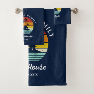 Family Beach House Seaside Personalized Matching Bath Towel Set