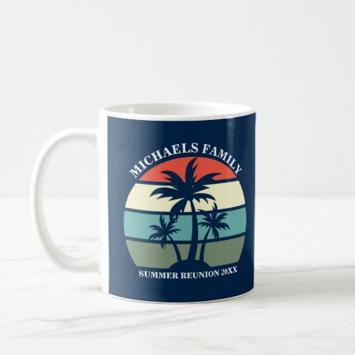 Family Beach House Sunset Summer Palm Tree Custom Coffee Mug