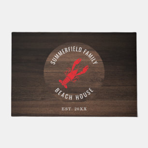 Family Beach House Wood Effect Lobster Custom Doormat