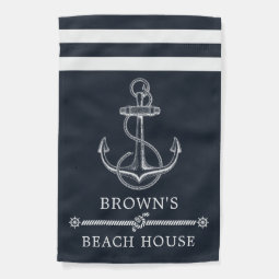 Family Beach Lake House Nautical Anchor Garden Flag | Zazzle