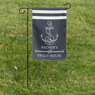 Family Beach Lake House Nautical Anchor Garden Flag