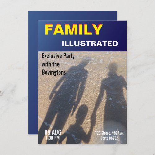 Family Beach Party Fake News Faux Magazine Cover Invitation
