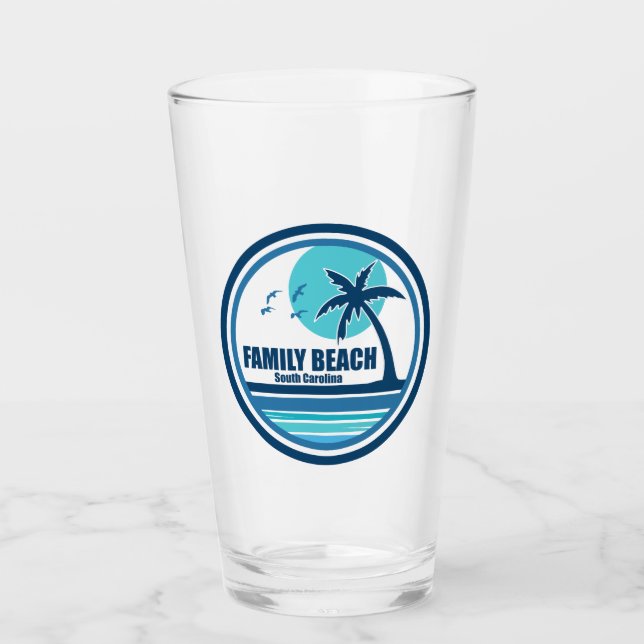 Family Beach South Carolina Palm Tree Birds Glass (Front)