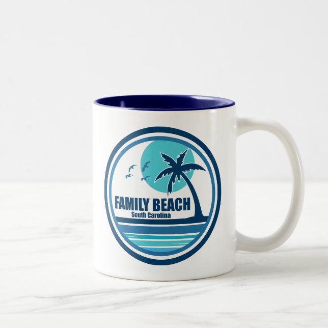 Family Beach South Carolina Palm Tree Birds Two-Tone Coffee Mug (Right)