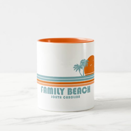 Family Beach South Carolina Sun Palm Trees Two_Tone Coffee Mug