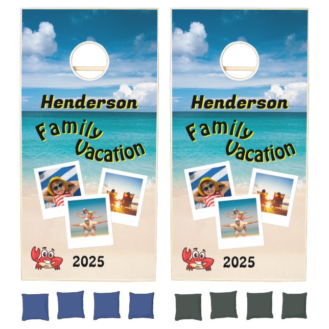 Family Beach Vacation Photo Board  Cornhole Set (Set)