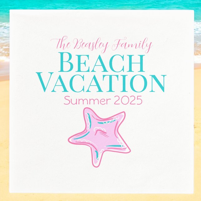 Family Beach Vacation Starfish Napkins (Creator Uploaded)