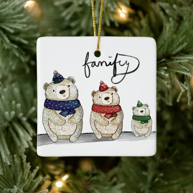 Family Bear  Ceramic Ornament (Tree)