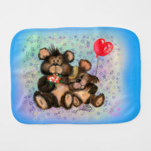 Family Bear with Balloon Baby Burp Cloth