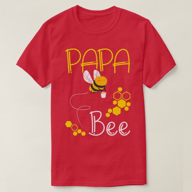 Family Bee Papa Daddy Birthday First Bee Day  T-Shirt (Design Front)