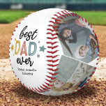 Family Best Dad Ever Photo Baseball<br><div class="desc">Keepsake father's day baseball featuring 4 family photos for you to replace with your own,  the saying "BEST DAD EVER" with stars in different colors,  and the childrens names.</div>