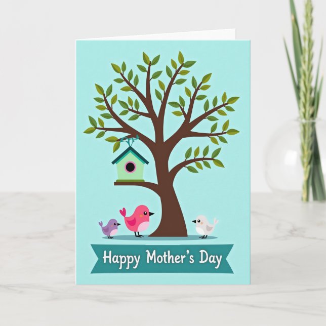 Family Birdhouse Mothers Day Card (Front)