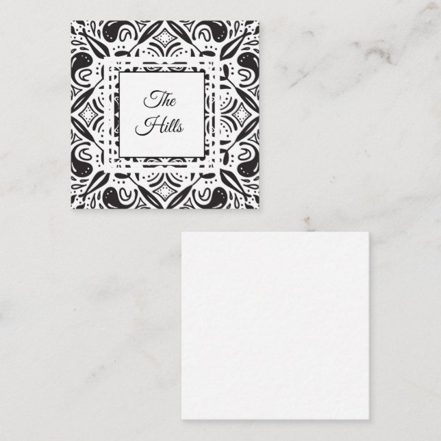 Family Black and White Calling Card Enclosure (Front/Back)