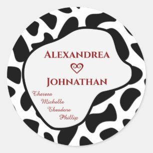 Family Black White Modern Animal Pattern Custom Classic Round Sticker
