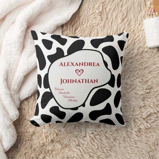 Family Black White Modern Animal Pattern Custom  Throw Pillow (Blanket)