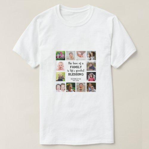 Family Blessing Quote 12 Photo Collage T_Shirt