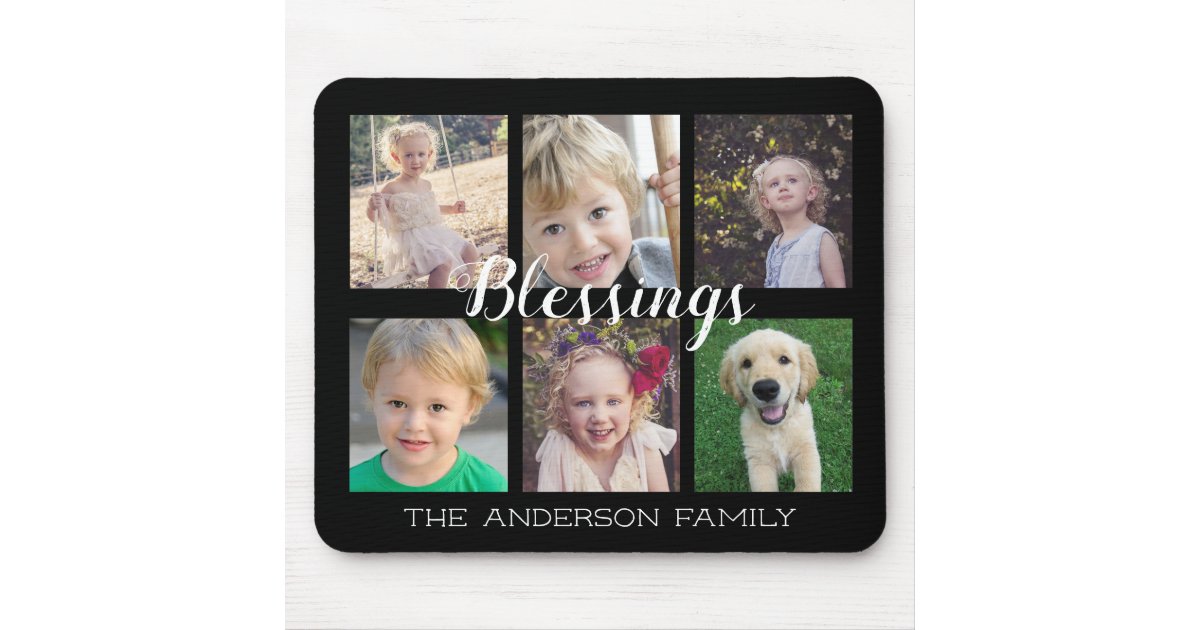 Family Blessings 6 Photo Collage Mouse Pad Zazzle Com