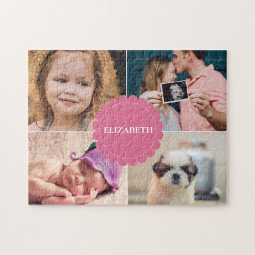 Family Blossom Personalized Photo Puzzle with Pin
