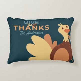 Family Blue & Brown Give Thanks Quote Turkey Fall 