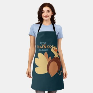 Family Blue & Brown Give Thanks Quote Turkey Fall