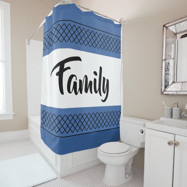Family Blue Shower Curtain (In Situ)
