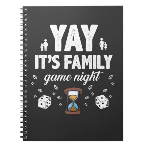 Family Board Game Night Joy Gift Sandglass Dice Notebook