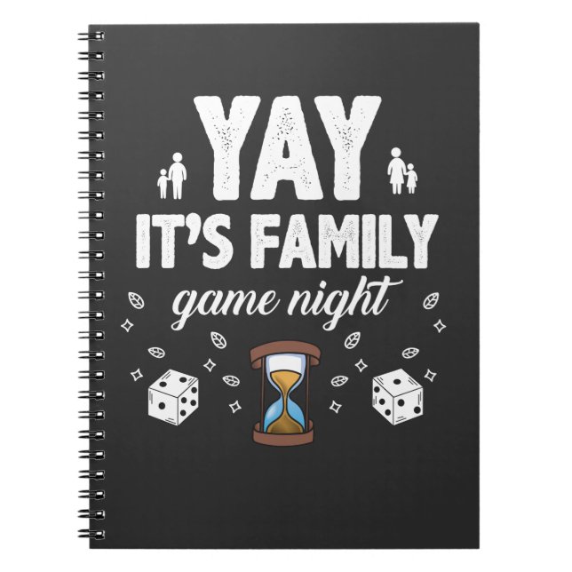 Family Board Game Night Joy Gift Sandglass Dice Notebook (Front)