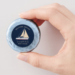 Family Boat House Nautical Script Custom Dipped Oreo Cookie Favors