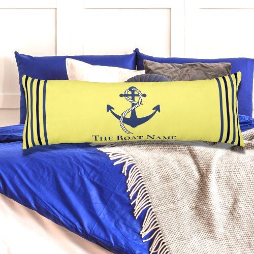 Family Boat Name  Anchor Rope Nautical Blue Yellow Body Pillow