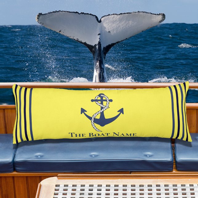 Family Boat Name  Anchor Rope Nautical Blue Yellow Body Pillow (Creator Uploaded)