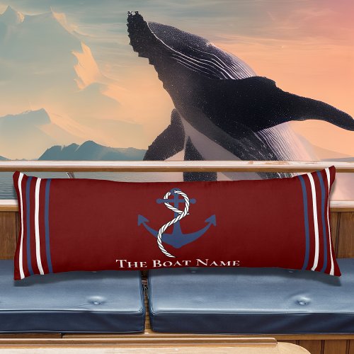 Family Boat Name  Anchor Rope Nautical Burgundy Body Pillow