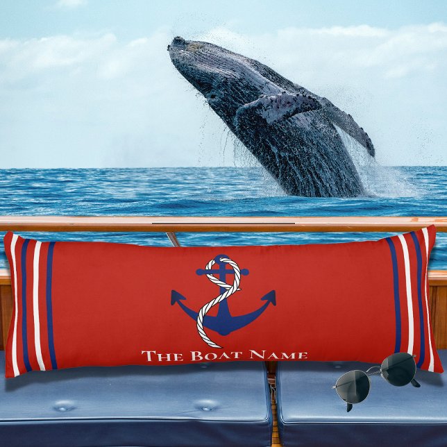 Family Boat Name  Anchor Rope Nautical Red Blue Body Pillow (Creator Uploaded)